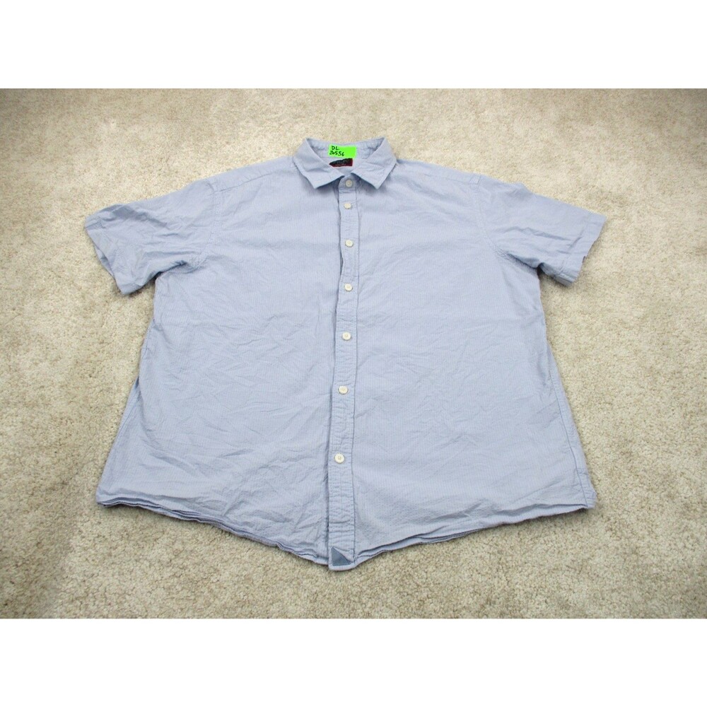 UNTUCKit Shirt Mens XL Blue Cotton Seersucker Short Sleeve Casual Button Up